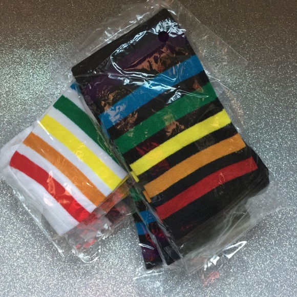 Rainbow Stripe Sport Socks White NEW - Picture 6 of 7
